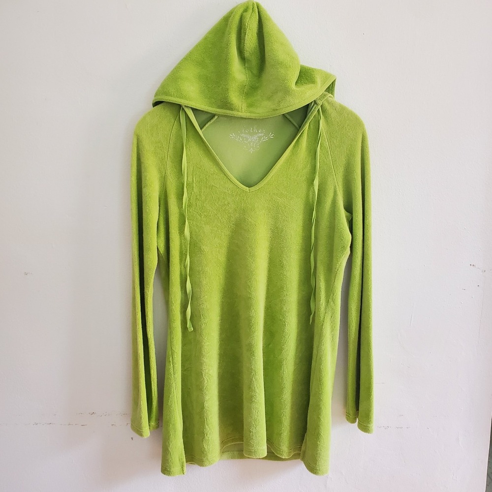 Soft Surroundings Terry Hooded Swimsuit Cover‎ Up Pistachio Green Beach Vacation
